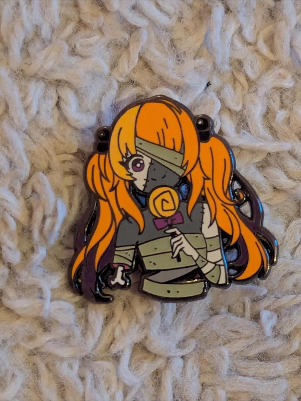Monster anime girl enamel pin